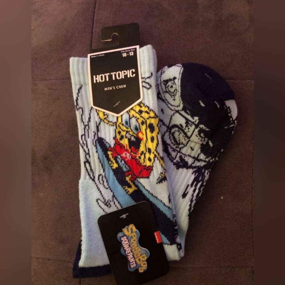 Spongebob Hot Topic Men Crew Sock 8-12